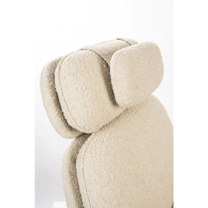 Sillón Giratorio Tejido Bouclé Acero Blanco Negro, 85 Cm