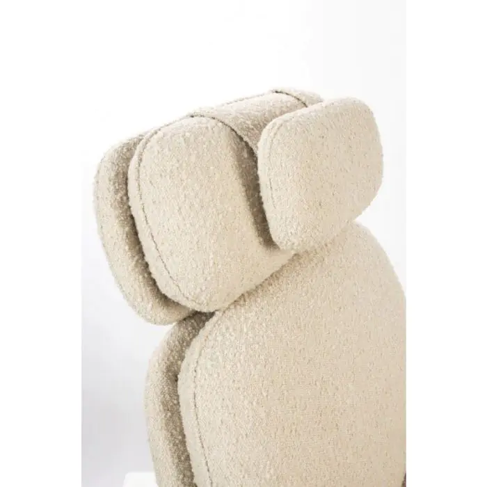 Sillón Giratorio Tejido Bouclé Acero Blanco Negro, 85 Cm