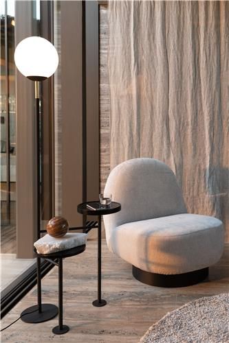 Sillón Eden Tejido Beige Líneas Suaves, 85 Cm