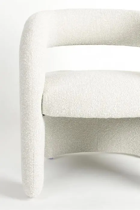 Sillón Tapizado Tejido Blanco, 66 Cm