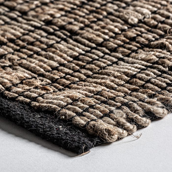 Alfombra kelia Cáñamo Algodón natural Negro, 300 Cm
