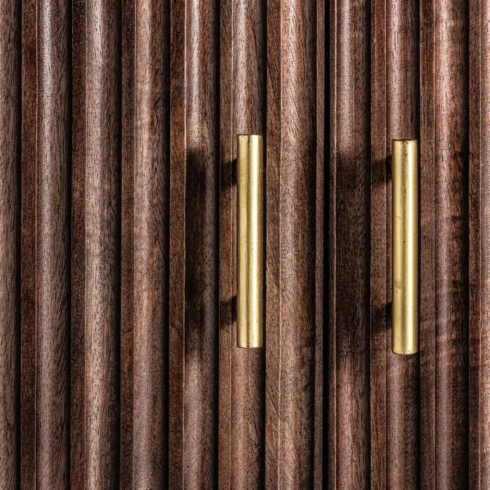 Mueble TV Madera Mango Plisada Marrón Dorado, 200 Cm