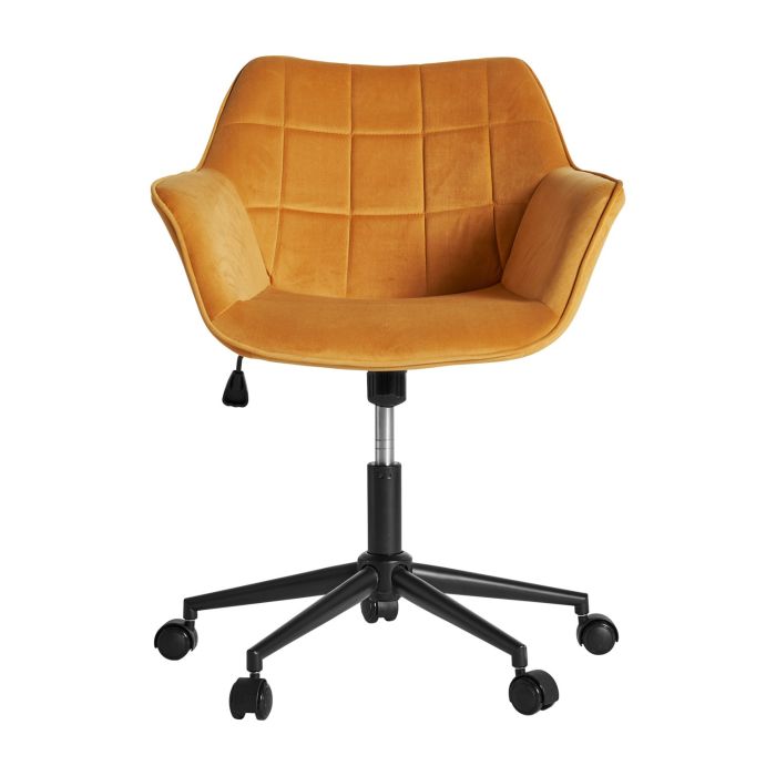 Silla Escritorio Blere Color Mostaza Terciopelo Acero, 65 Cm