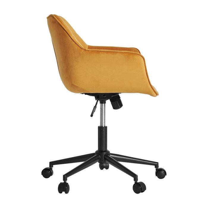 Silla Escritorio Color Mostaza Terciopelo Acero, 65 Cm