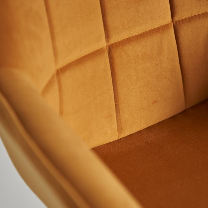 Silla Escritorio Color Mostaza Terciopelo Acero, 65 Cm