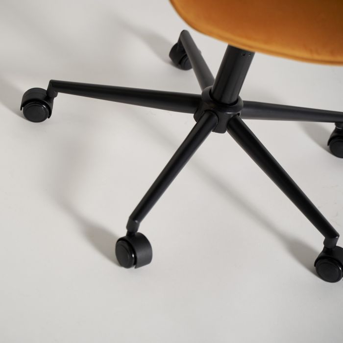 Silla Escritorio Color Mostaza Terciopelo Acero, 65 Cm