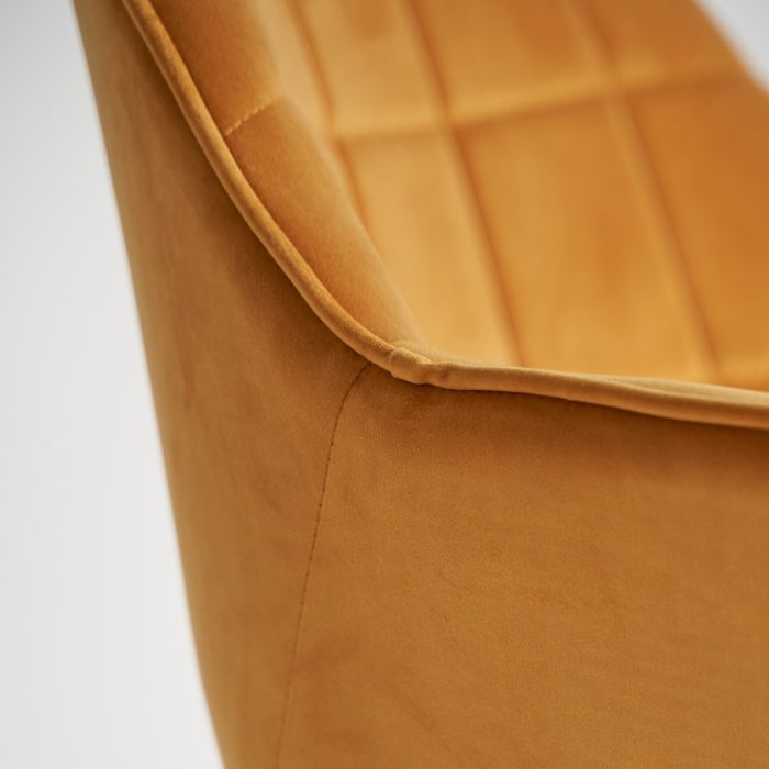 Silla Escritorio Color Mostaza Terciopelo Acero, 65 Cm