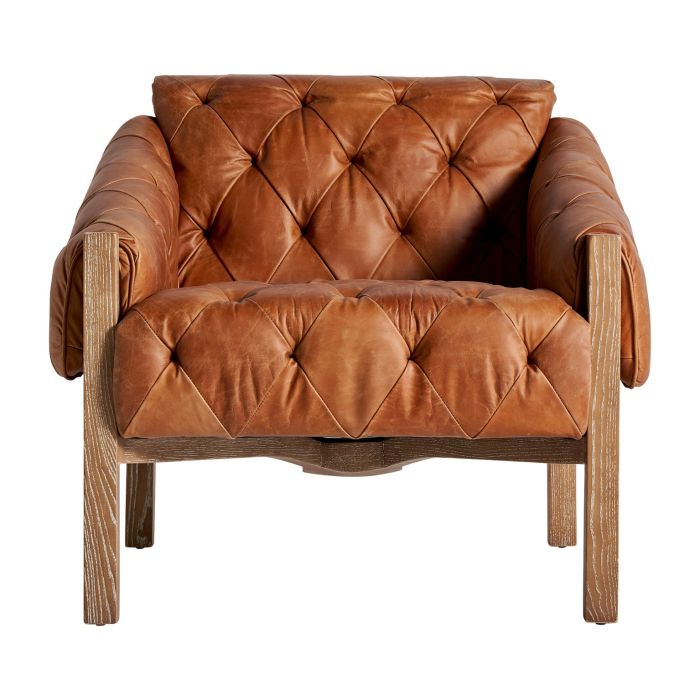 Sillón Abedul Marrón Piel Capitoné Marrón, 82 Cm