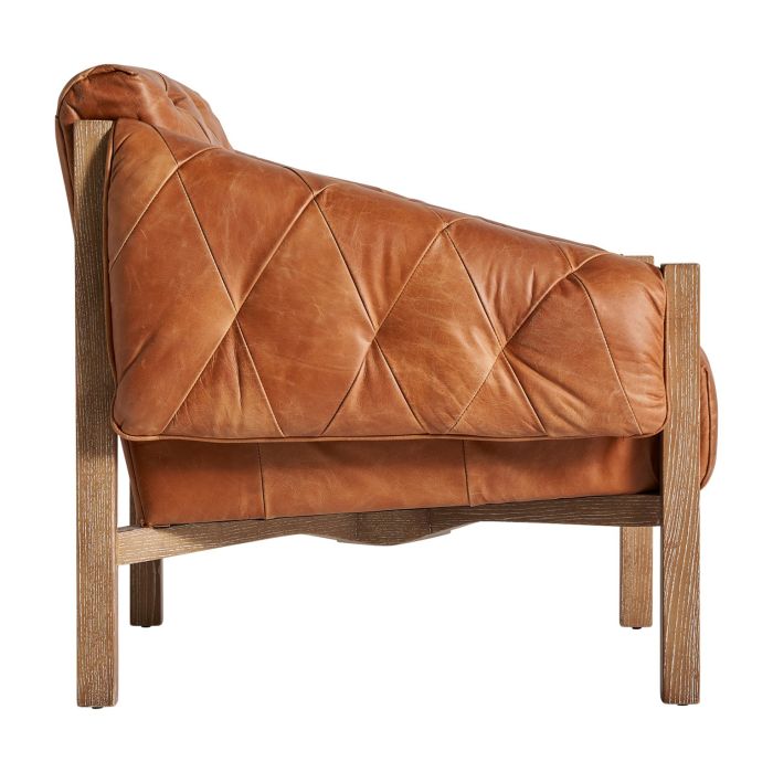 Sillón Abedul Marrón Piel Capitoné Marrón, 82 Cm