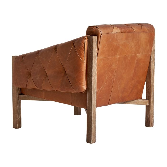 Sillón Abedul Marrón Piel Capitoné Marrón, 82 Cm