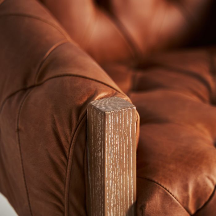 Sillón Abedul Marrón Piel Capitoné Marrón, 82 Cm