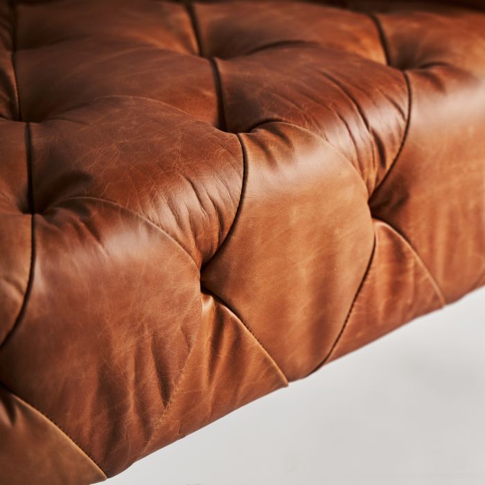 Sillón Abedul Marrón Piel Capitoné Marrón, 82 Cm