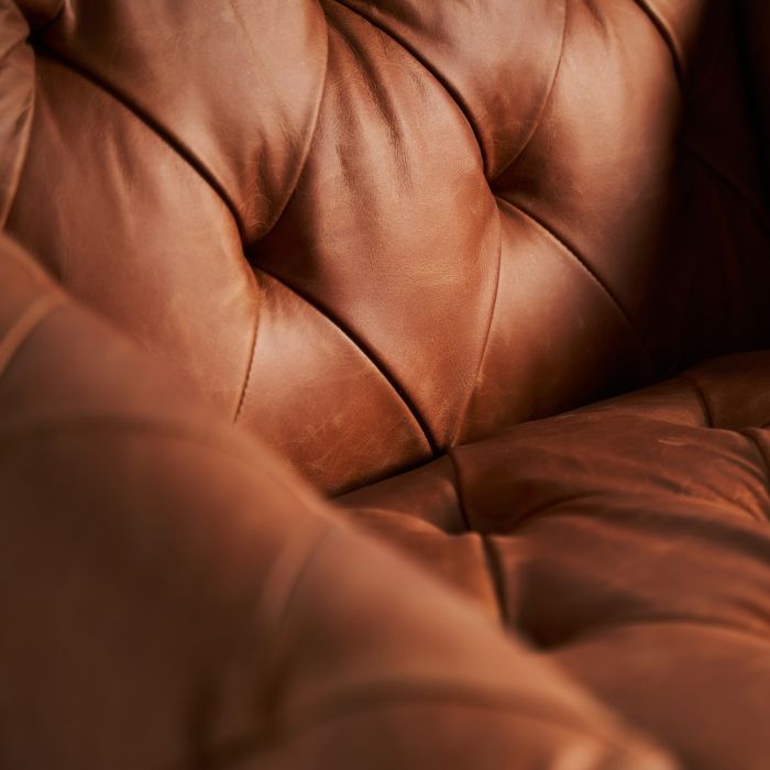 Sillón Abedul Marrón Piel Capitoné Marrón, 82 Cm