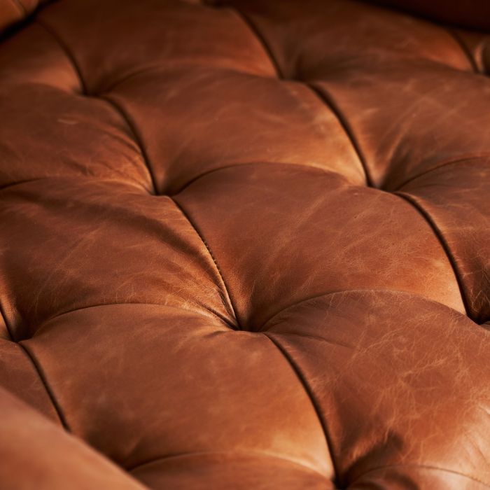 Sillón Abedul Marrón Piel Capitoné Marrón, 82 Cm