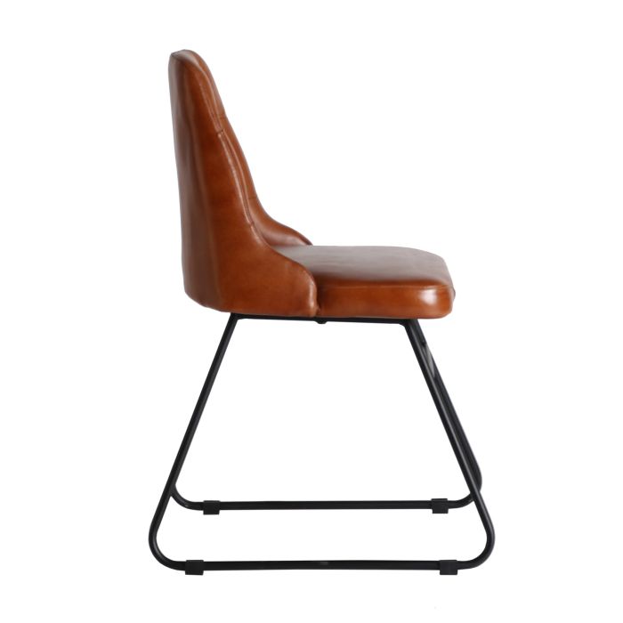 Silla Dexter Cuero Marrón Madera Hierro, 45 Cm