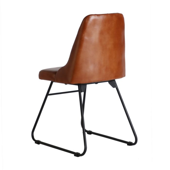 Silla Dexter Cuero Marrón Madera Hierro, 45 Cm