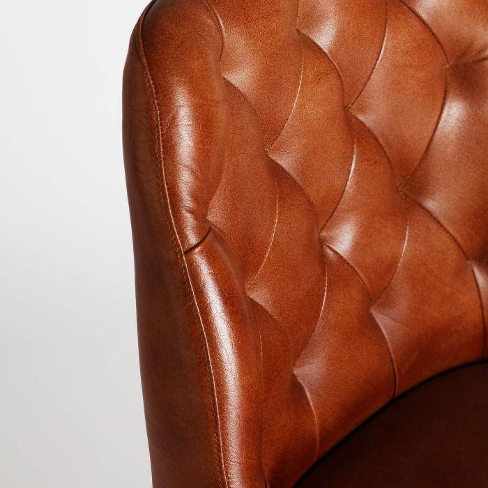 Silla Dexter Cuero Marrón Madera Hierro, 45 Cm