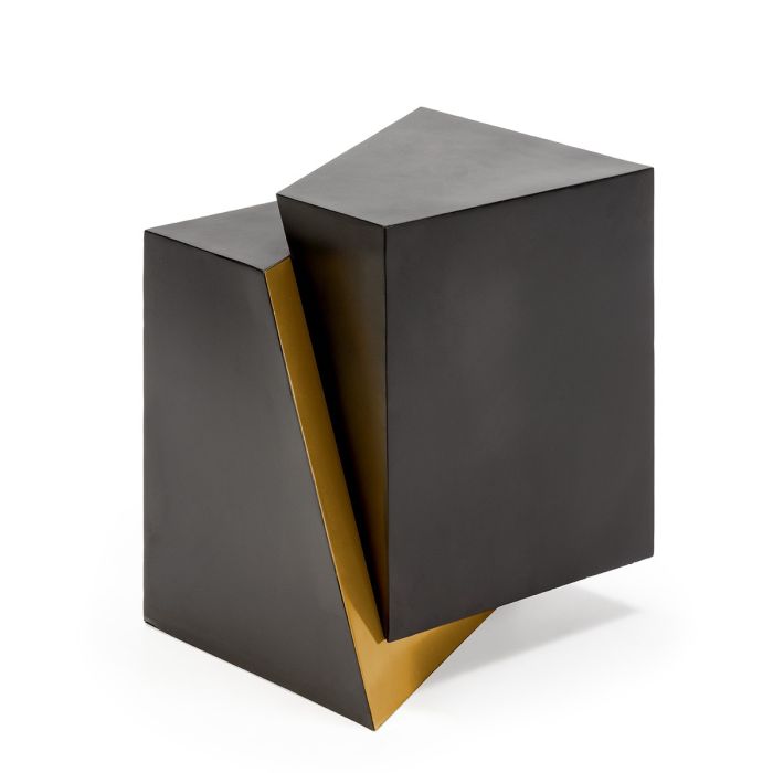 Mesa Auxiliar 41x35x48 Metal Negro/Dorado