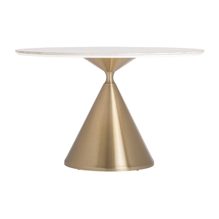 Mesa Comedor Redonda Porcelánico Blanco Oro, 120 Cm
