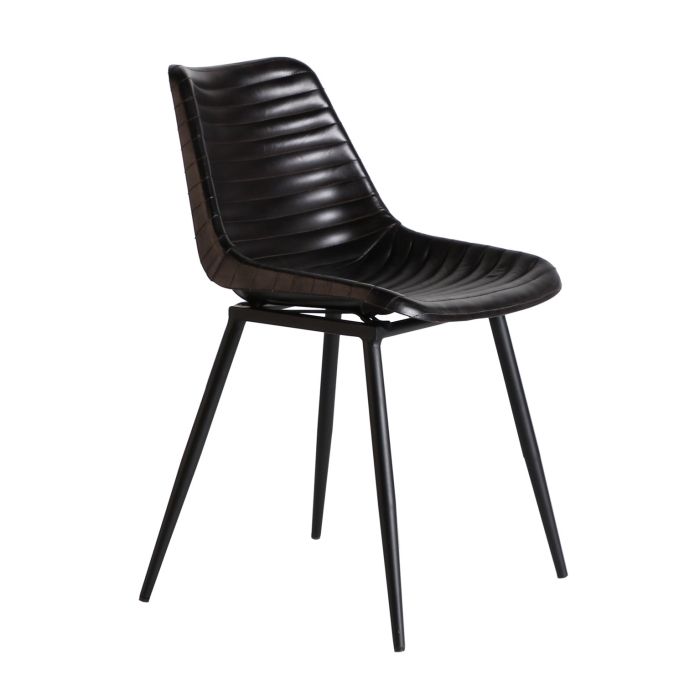 Silla Niehl Estilo Industrial Color Negro Cuero Hierro, 45 Cm
