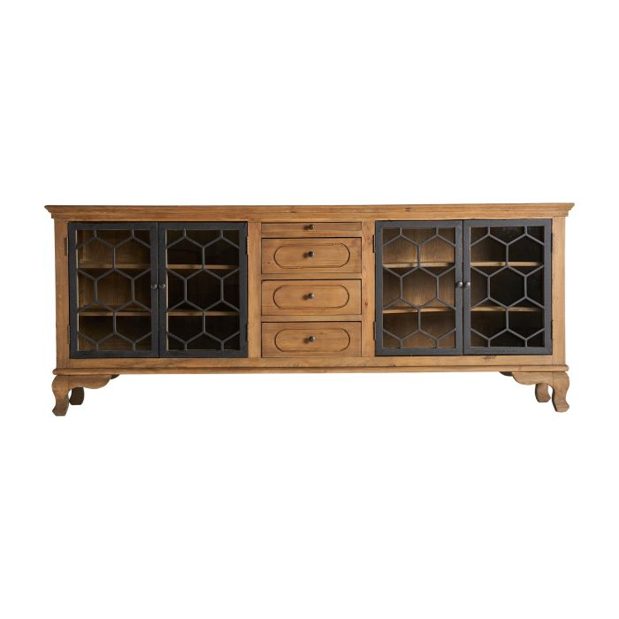 Aparador Lavik Estilo Industrial Vintage Madera Pino Reciclado Natural, 219 Cm