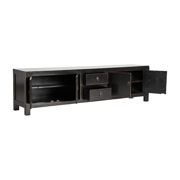 Mueble TV Herborn Negro Madera Pino Reciclado, 220 Cm