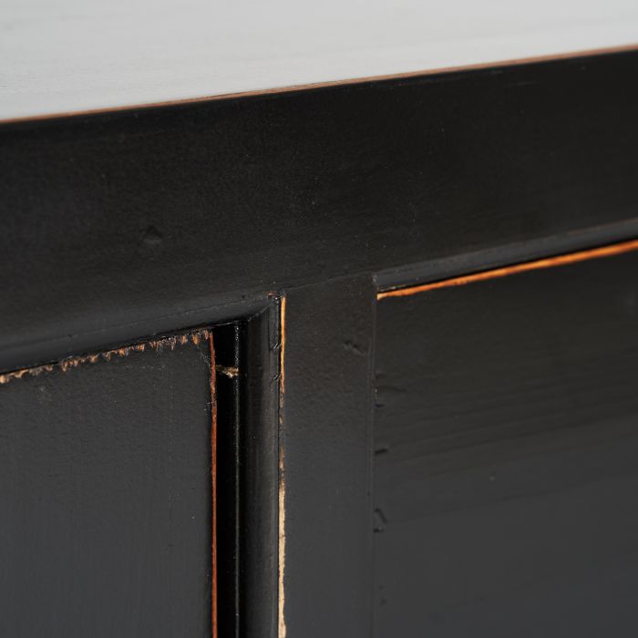 Mueble TV Herborn Negro Madera Pino Reciclado, 220 Cm