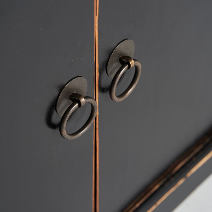 Mueble TV Herborn Negro Madera Pino Reciclado, 220 Cm