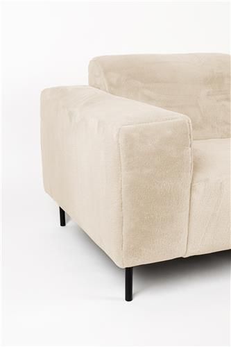 Sofá 3 Plazas Tapizado Tejido Blanco Metal