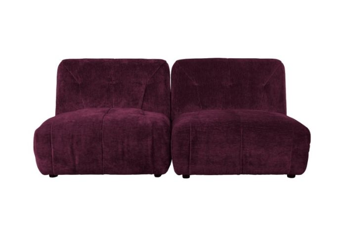 Sofá Modular 2 Plazas Terciopelo Morado Madera Pino, 184 Cm