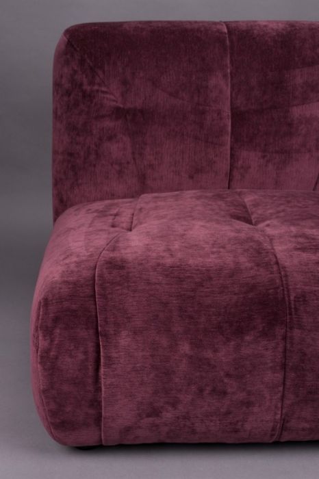 Sofá Modular 2 Plazas Terciopelo Morado Madera Pino, 184 Cm