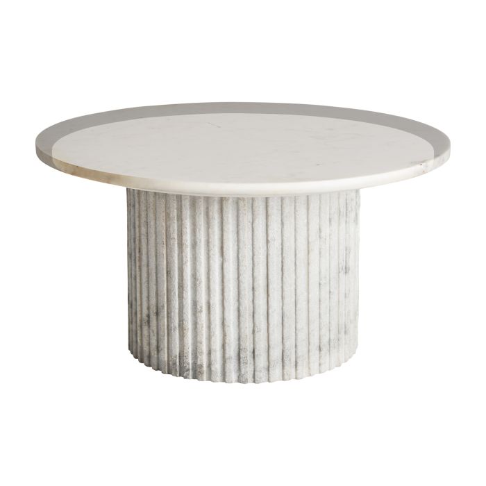 Mesa Centro Mármol Madera Blanco, 80 Cm