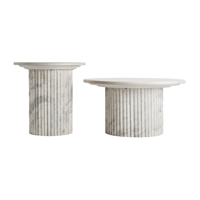 Mesa Centro Mármol Madera Blanco, 80 Cm