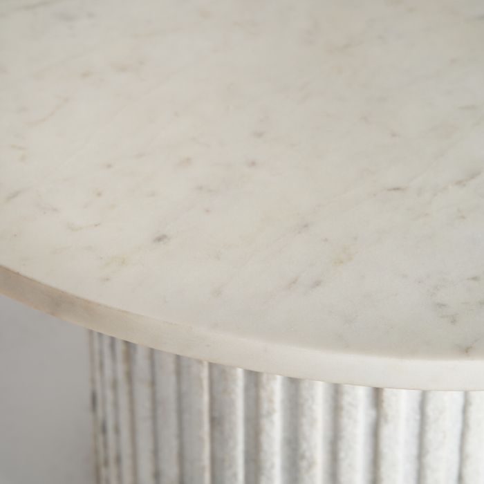 Mesa Centro Mármol Madera Blanco, 80 Cm