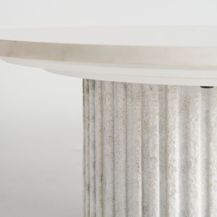 Mesa Centro Mármol Madera Blanco, 80 Cm