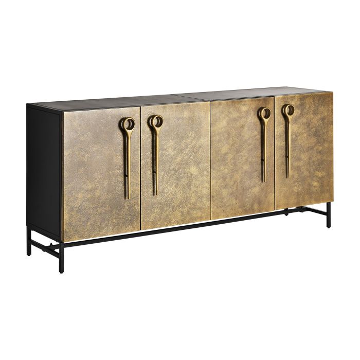 Buffet Herro Oro Viejo Metal Negro 4 Puertas, 180 Cm