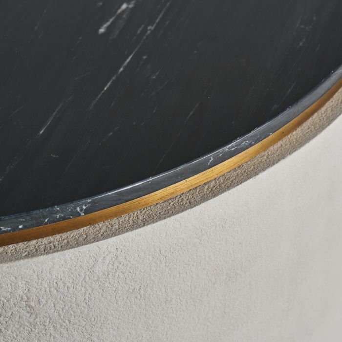 Mesa Centro Madera Mármol Negro Hierro Blanco Zerbst, 90 Cm