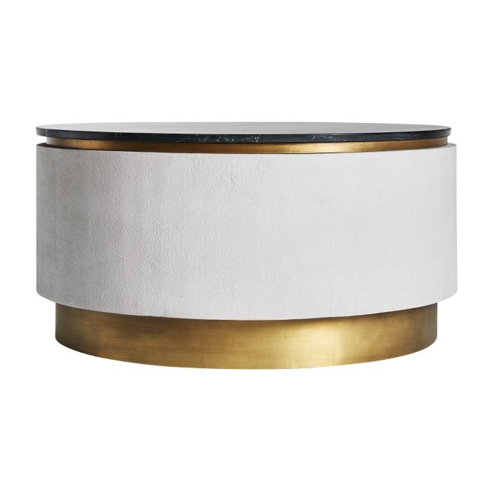 Mesa Centro Madera Mármol Negro Hierro Blanco Zerbst, 90 Cm
