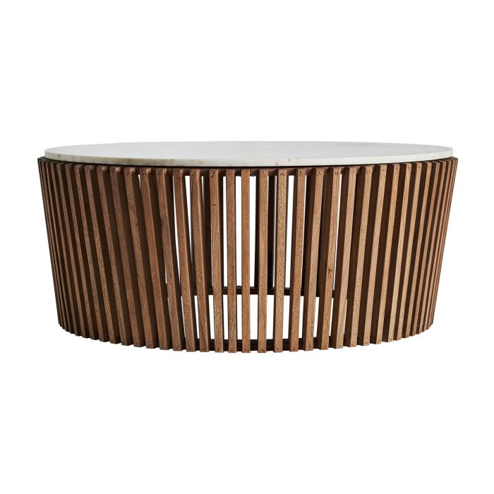 Mesa Centro Madera Mármol Blanco, 100 Cm
