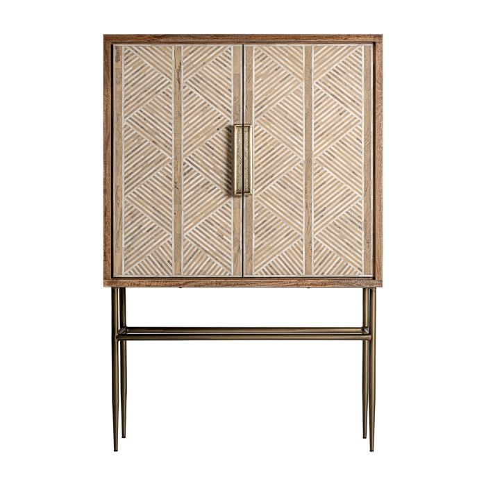 Armario Laugna Estilo Art Decó Madera Mango Hueso Hierro Natural, 140 Cm