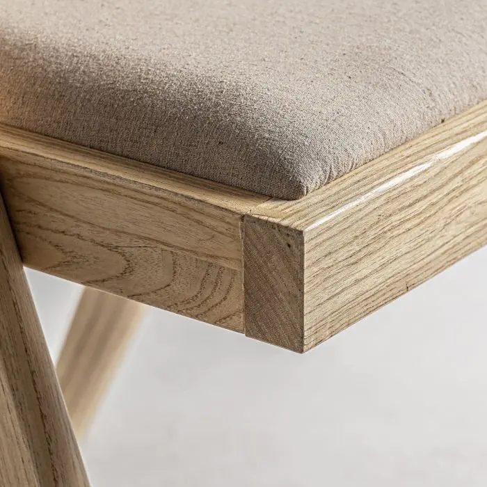 Silla Madera Olmo Ratán Natural Lino, 55 Cm