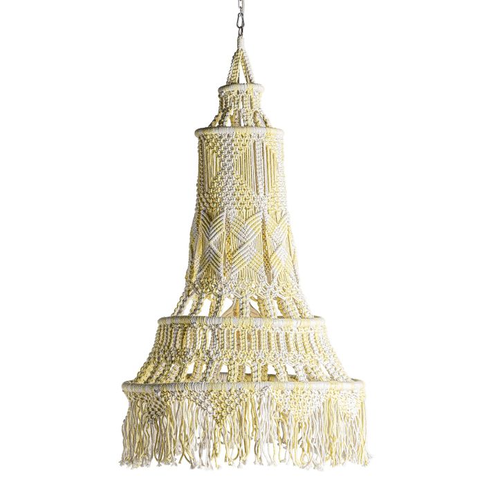 Lámpara De Techo Tejido Blanco Amarillo, 110 Cm