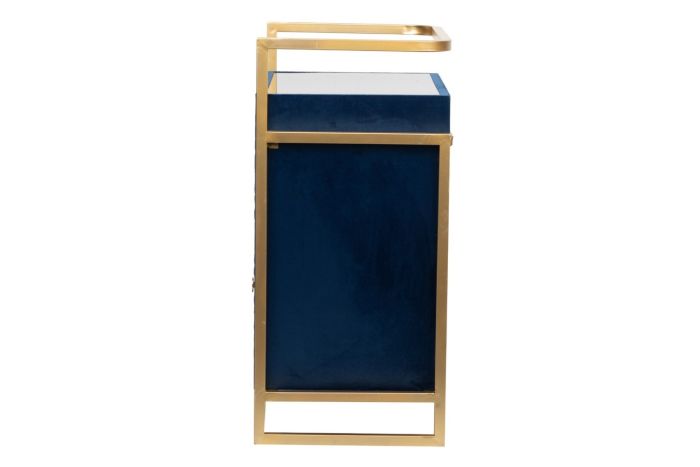 Mesita de Noche Cristal Hierro Azul/Dorado, 75 Cm