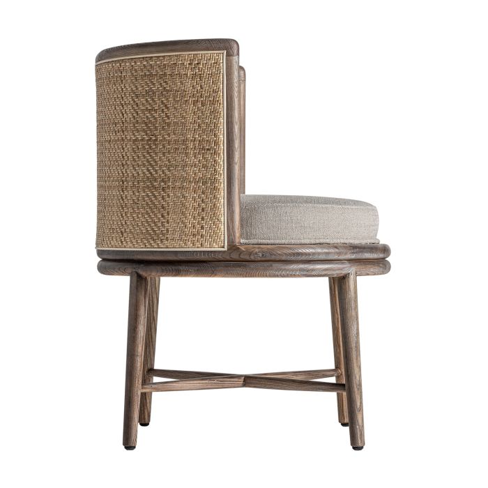 Silla Madera Tonos Marrón Tejido Blanco Roto, 78 Cm