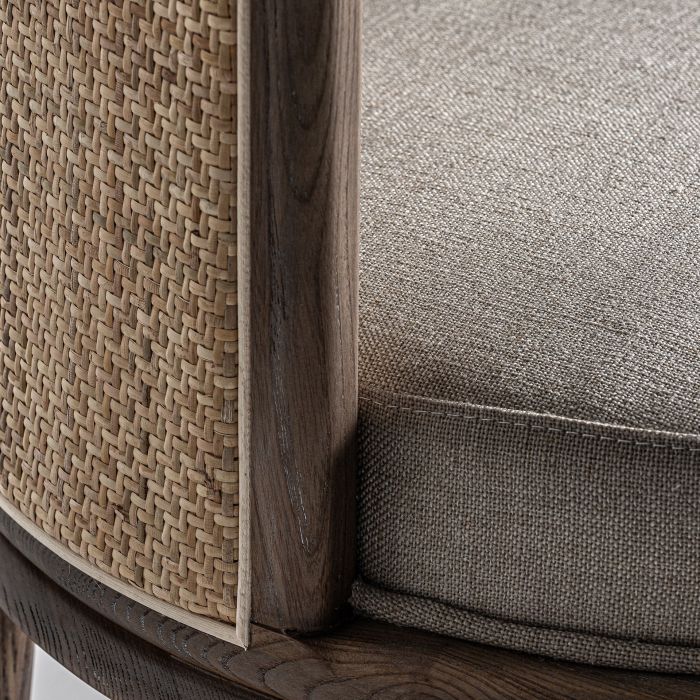 Silla Madera Tonos Marrón Tejido Blanco Roto, 78 Cm