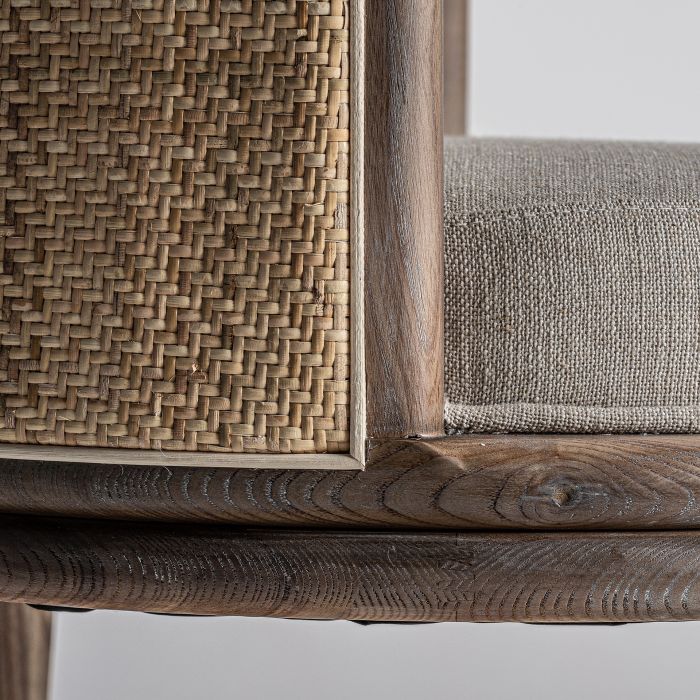 Silla Madera Tonos Marrón Tejido Blanco Roto, 78 Cm