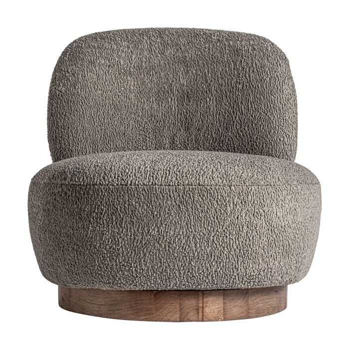 Sillón Tejido Bouclé Gris Madera Pino, 84 Cm