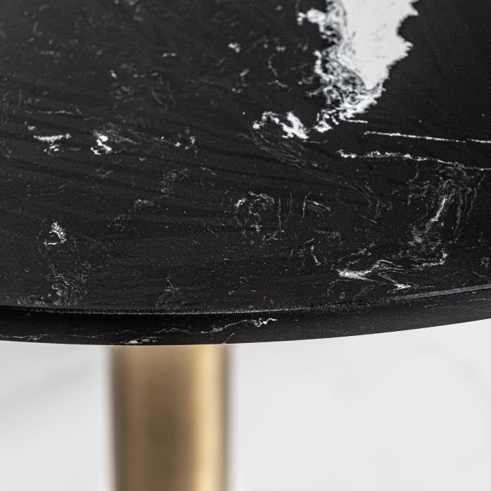 Mesa Bar Acero Oro Porcelánico Negro Redonda, 76 Cm