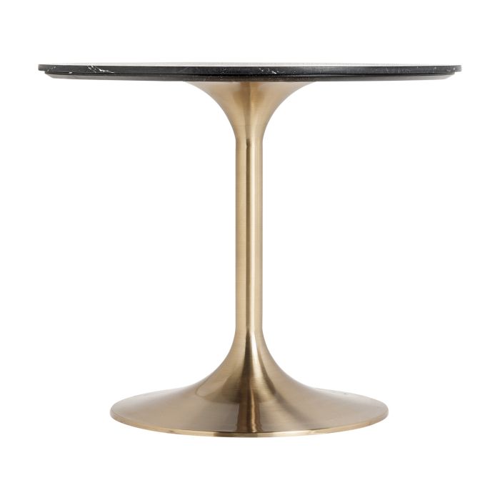 Mesa Bar Acero Oro Porcelánico Negro Redonda, 76 Cm
