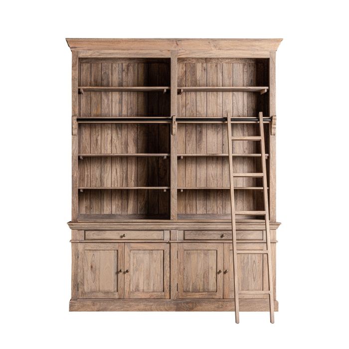 Vitrina Mandern Estilo Nórdico Madera Mango Hierro Natural Envejecido, 198 Cm